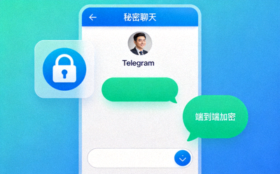 展示Telegram秘密聊天功能的界面，强调端到端加密